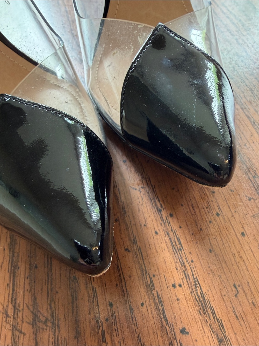 SCHUTZ Cendi Black Patent Pointed-Toe Clear-Sided Pumps - Picture 3 of 5